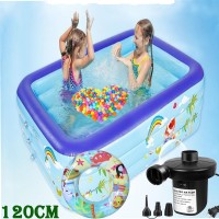 120 cm Inflatable Baby Bath Tub Swimming Pool with Pumper, Ring and 50 pcs Ball